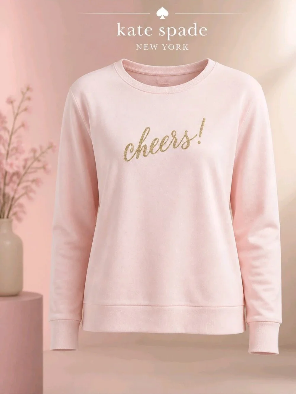 kate spade Pink Crewneck Sweatshirt with Gold 